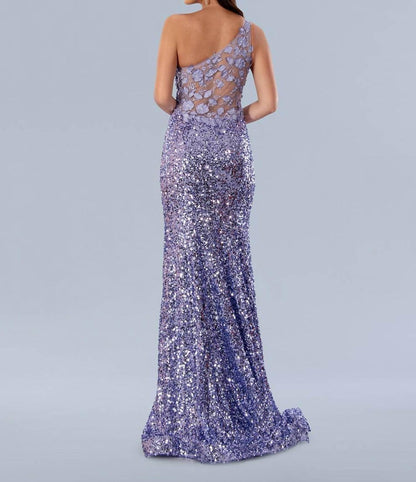 Stella Couture - One Shoulder Sequin Lace Prom Dress - Rack Hunt