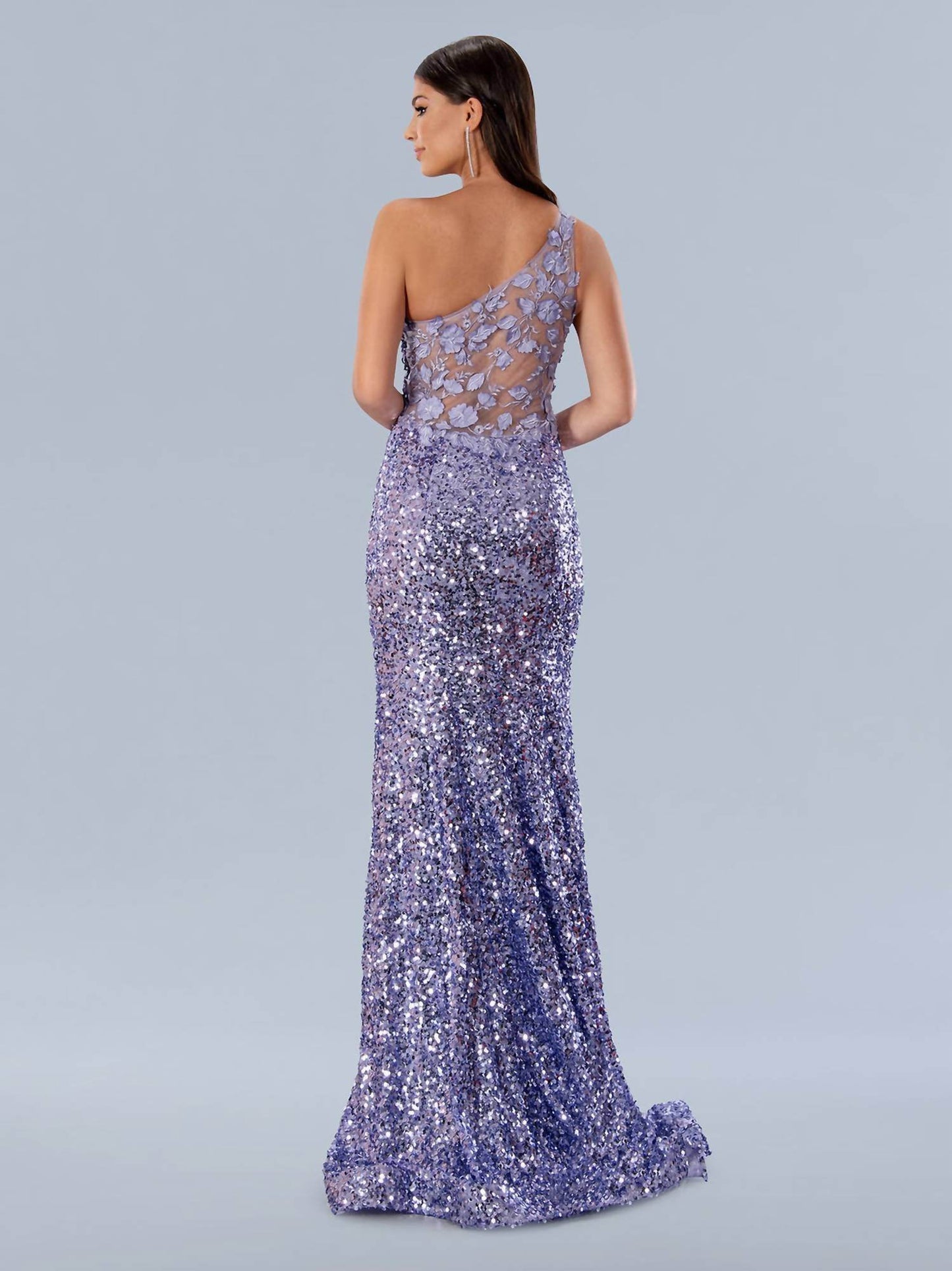 Stella Couture - One Shoulder Sequin Lace Prom Dress - Rack Hunt -
