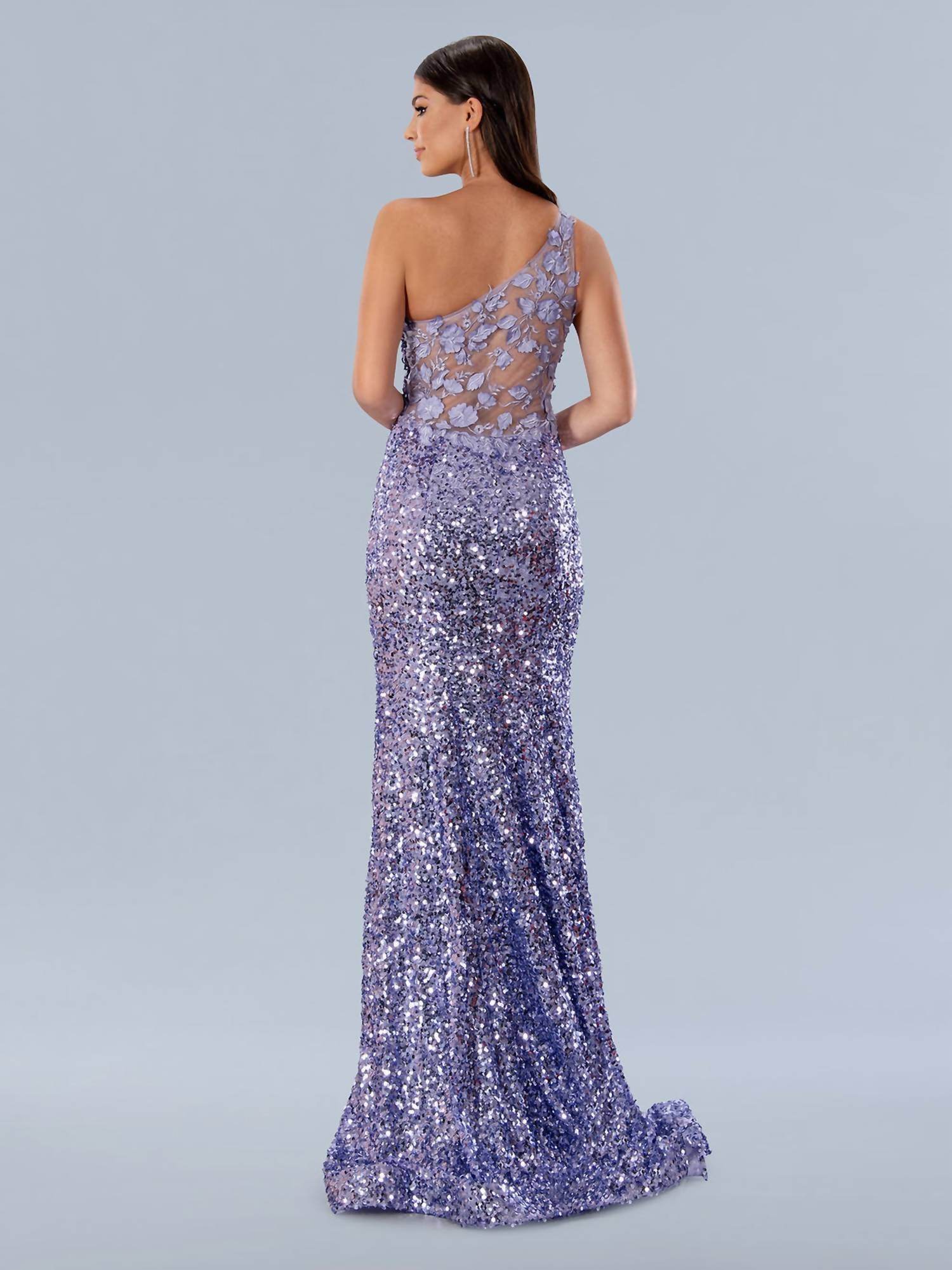 Stella Couture - One Shoulder Sequin Lace Prom Dress - Rack Hunt -