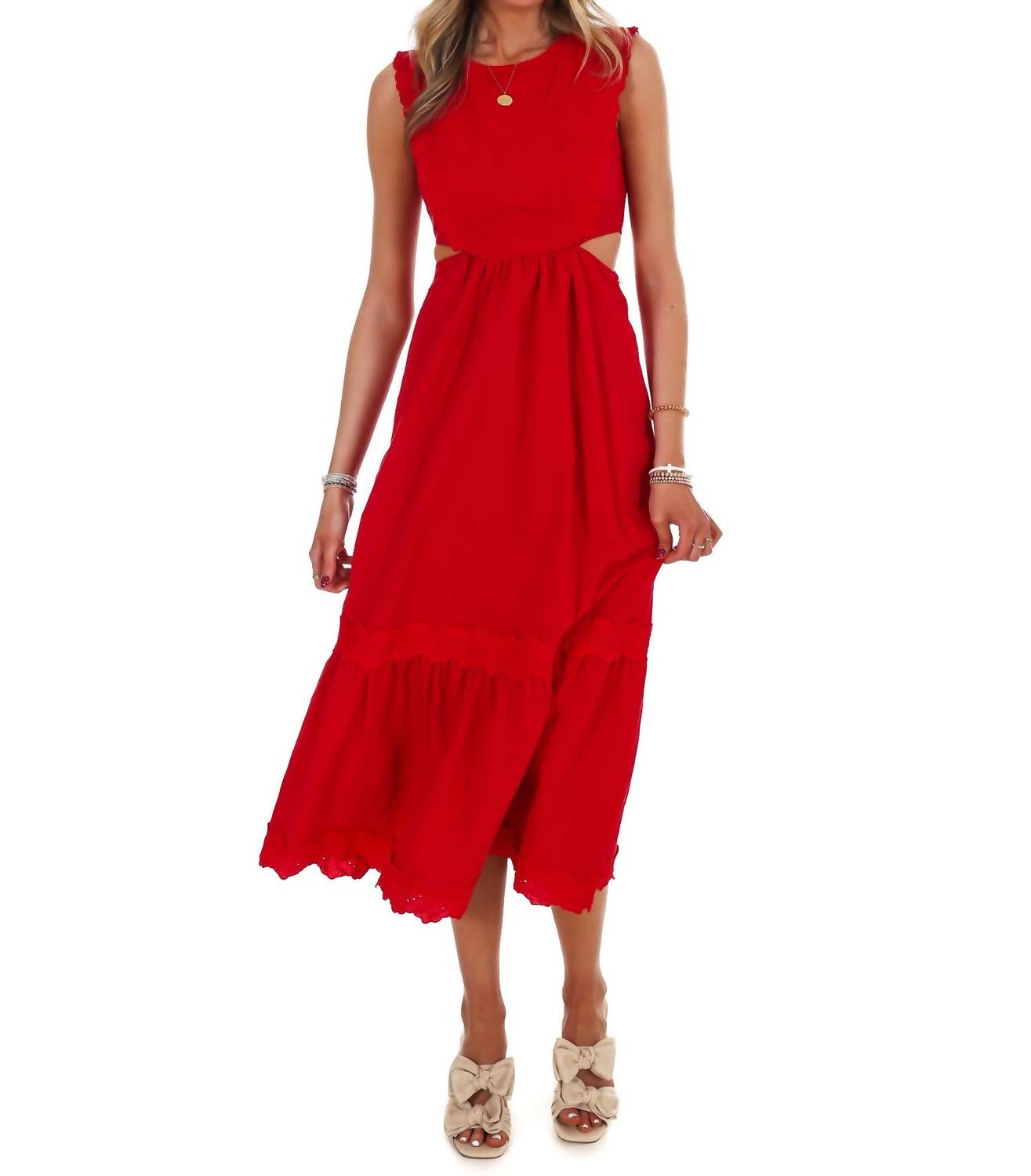 Women's Must Be Love Embroidered Cut Out Maxi Dress
