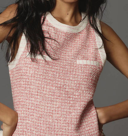 Sleeveless Tweed Pleated Mini Dress