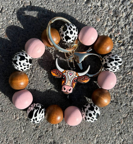 Women's Longhorn Focal Bead Wristlet Keychain