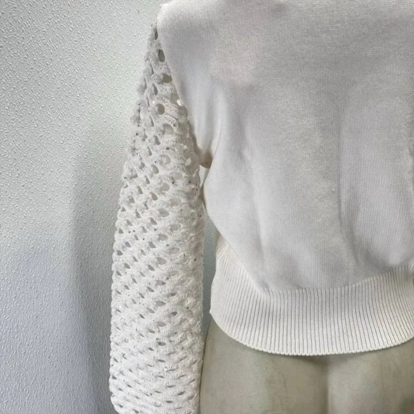 Maria Pavan - Women’s Sequin Braided Long Sleeve Soft Sweater - Rack Hunt