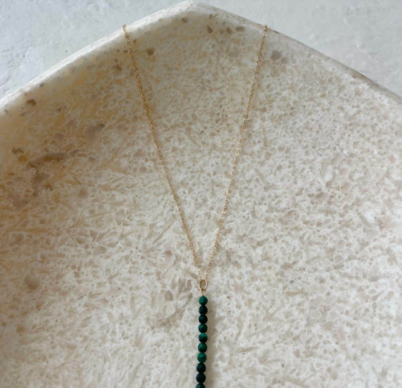 House of Olia - Malachite Vertical Bar Necklace - Rack Hunt -