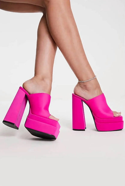 Women's Article Block Platform Heel Mules