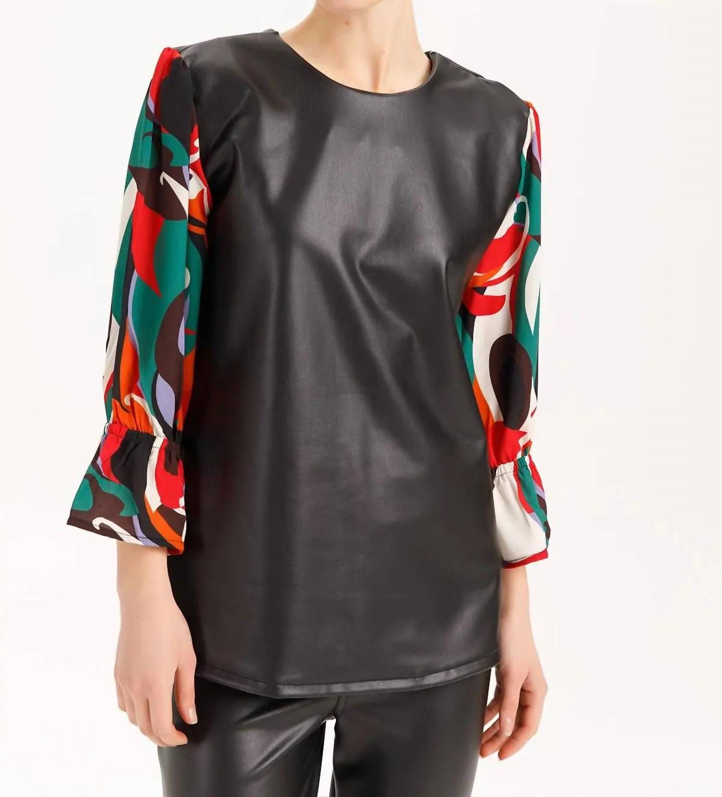 Trey Leather Tulip Cuffs Top