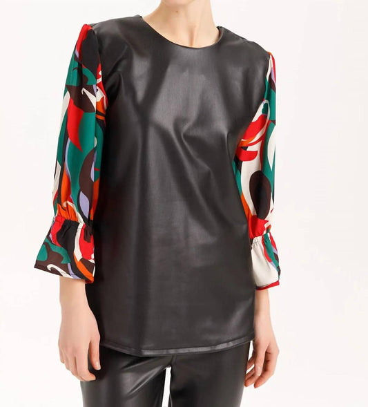 Trey Leather Tulip Cuffs Top