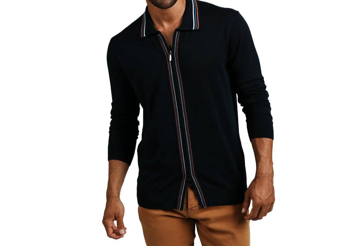 Contour Long Sleeve Two Way Zip Knit Sweater