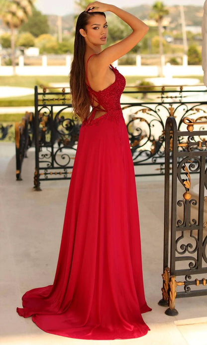 Beaded Applique Prom Dress