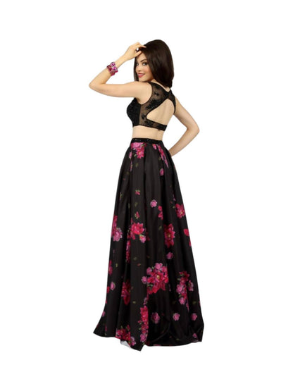 Two-piece Floral Evening Gown