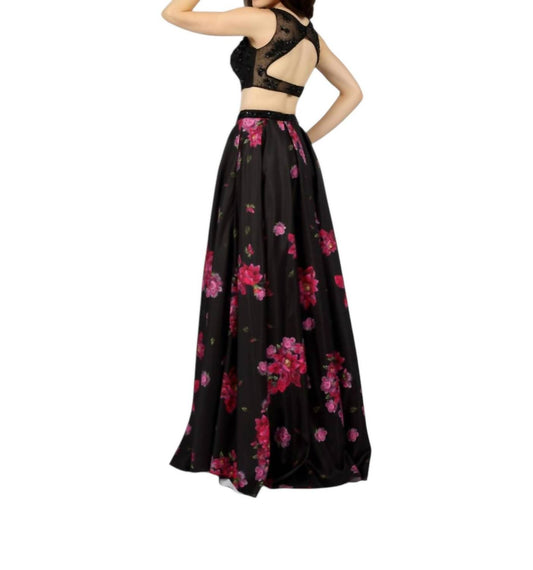 Two-piece Floral Evening Gown