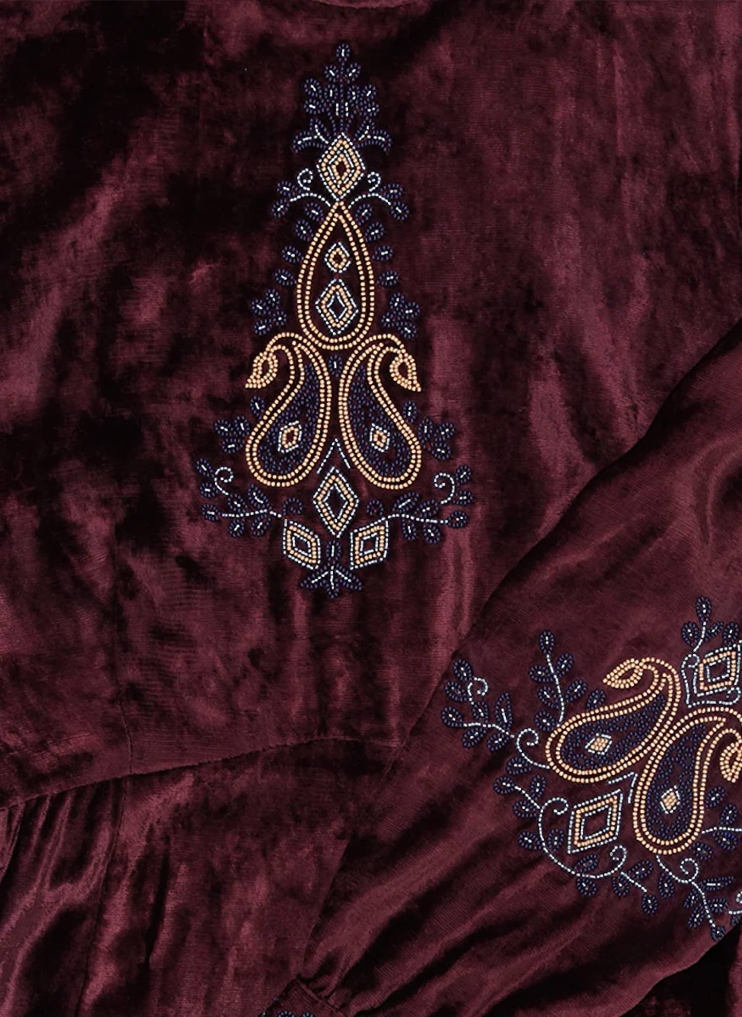 Velour Embroidered Maxi Dress