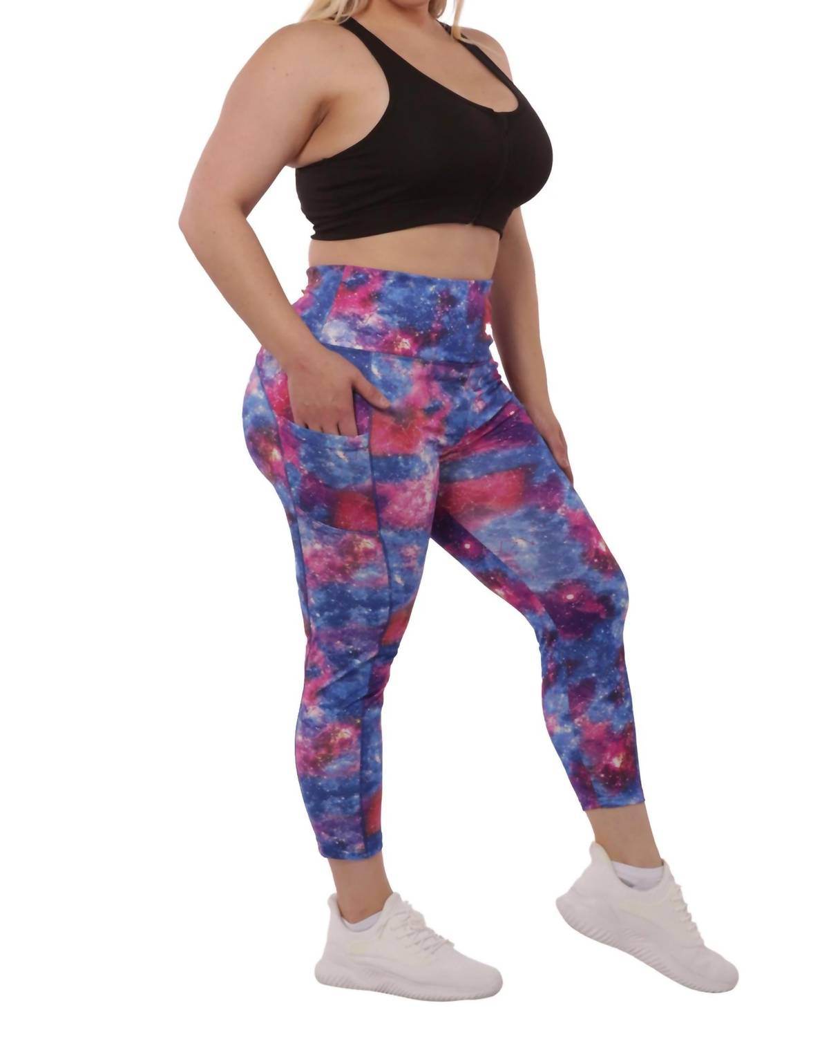 SHOSHO - PLUS SIZE HIGH WAIST TUMMY CONTROL SPORTS LEGGINGS WITH SIDE POCKETS - Rack Hunt -