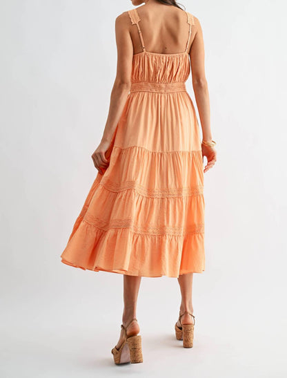 Embroidered Sundress Breezy Boho Midi Dress