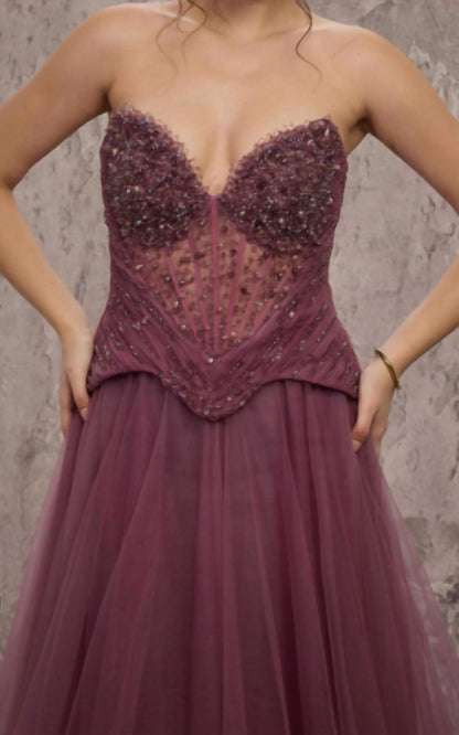 Beaded Sweetheart Organza Gown