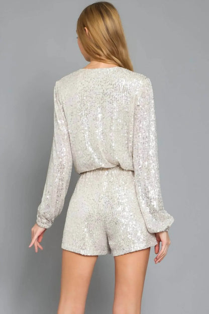 Moda Borboleta - Sequin Long Sleeve Romper - Rack Hunt