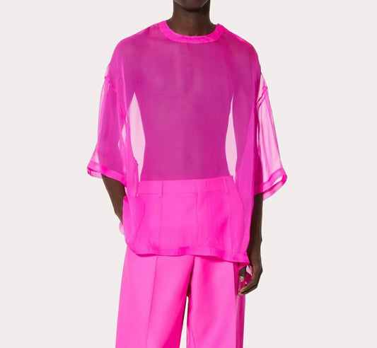 Valentino - Chiffon Crewneck Top - Rack Hunt