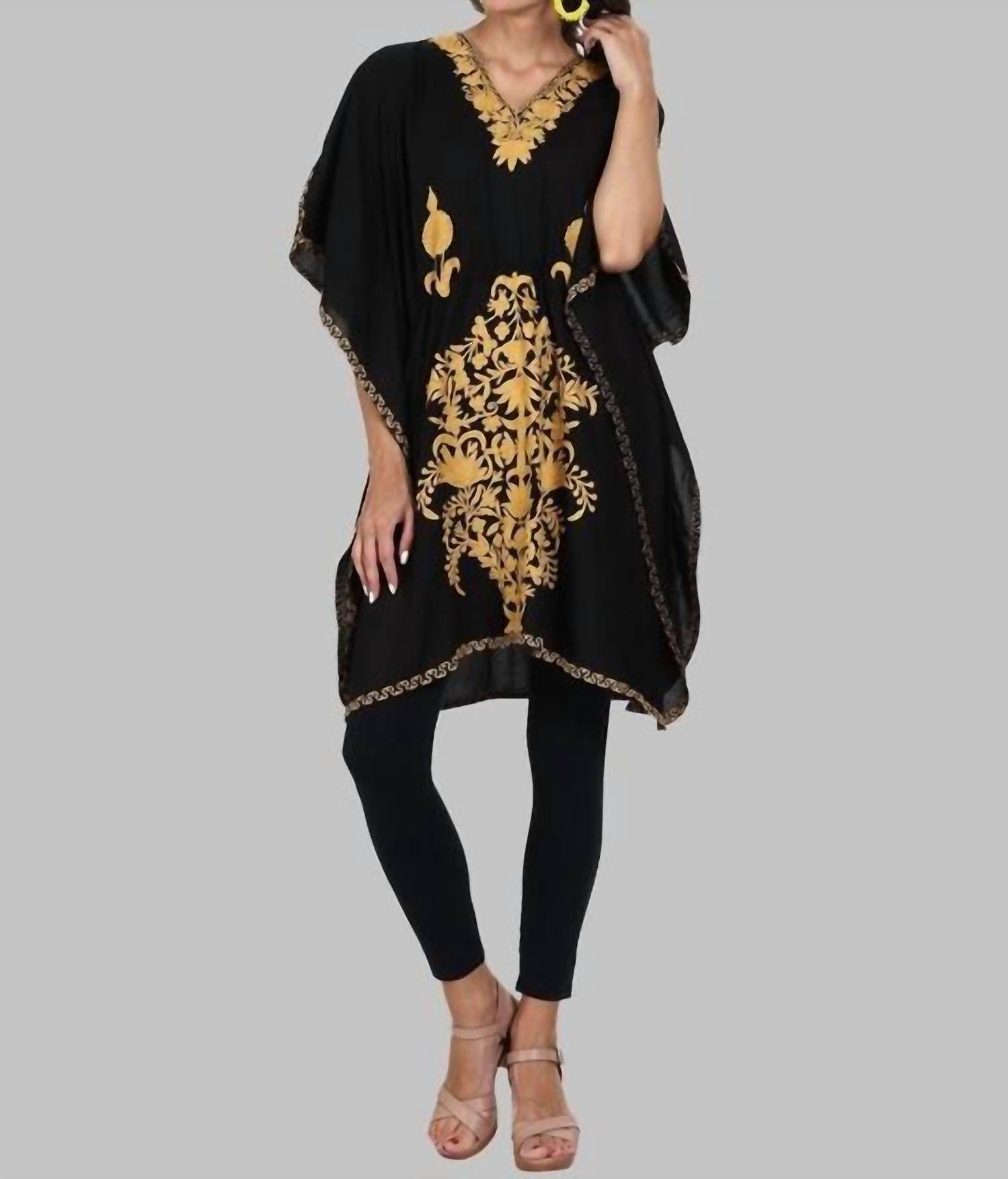 Gallabia - Kashmir Cotton Butterfly Maxi Kaftan Dress - Rack Hunt -