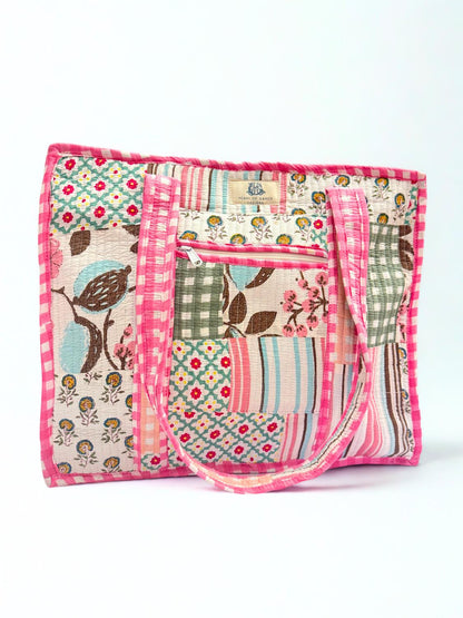 Women's Rose Chapelle Large Quilted Zipper Tote Bag