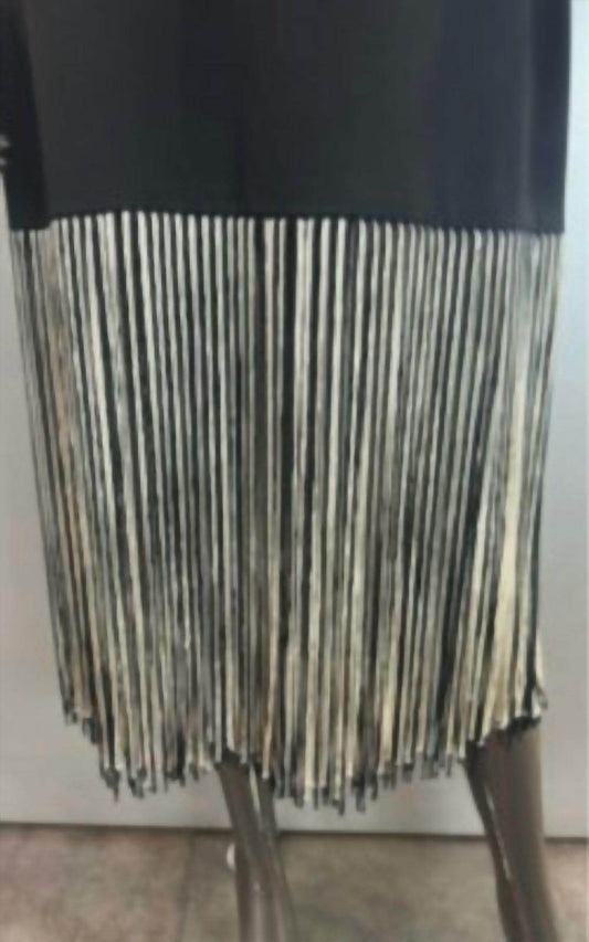 Carla Ruiz - Black dress with black and white fringes at the bottom - Rack Hunt -