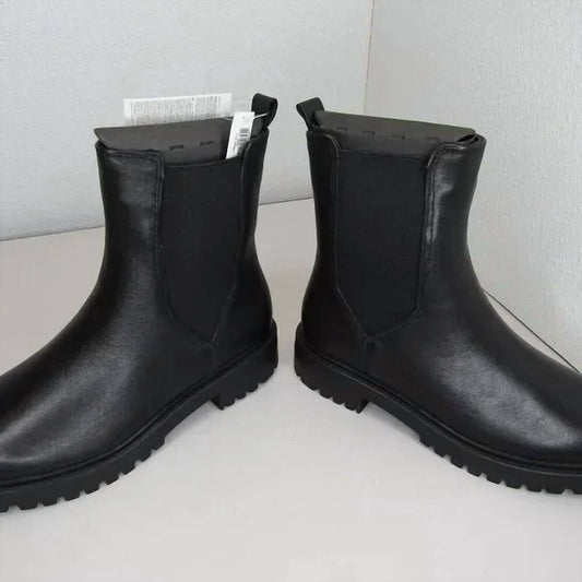 Women's Fashion Chelsea Lug Sole Leather Boots