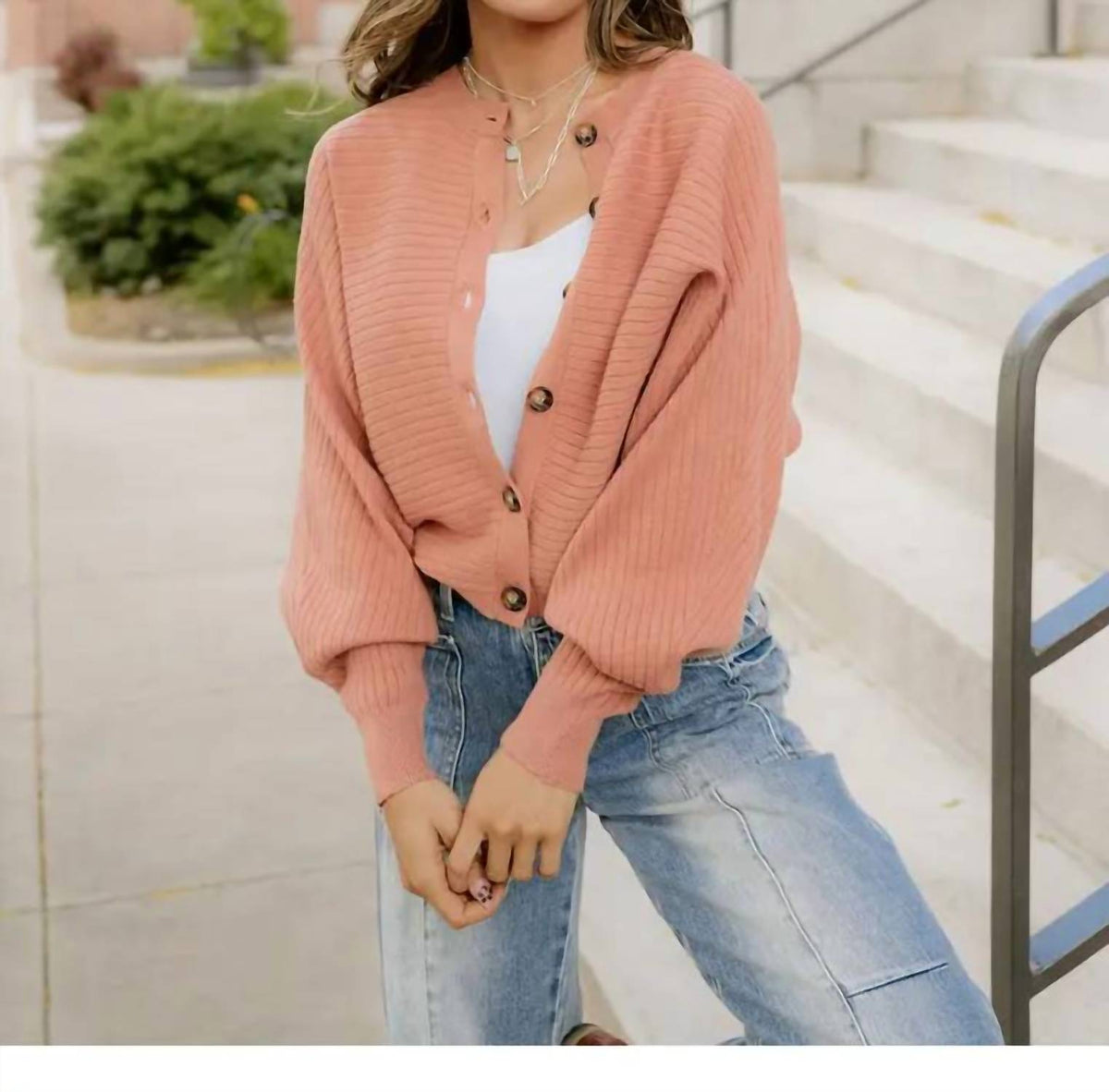 Lena Rib Knit Button Cardigan