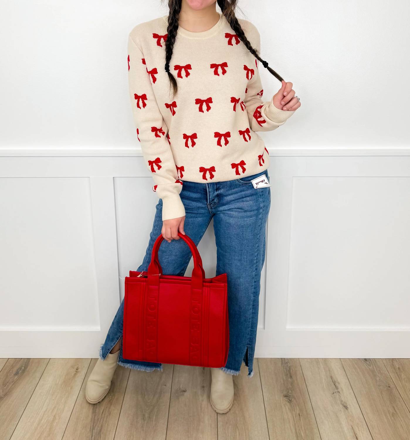 Standing Out Bow Knit Long Sleeve Sweater Top