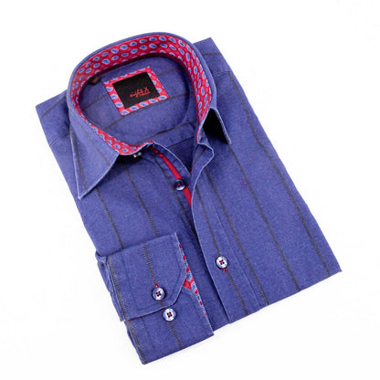 Men's Denim Button Down With Paisley Trim Shirt