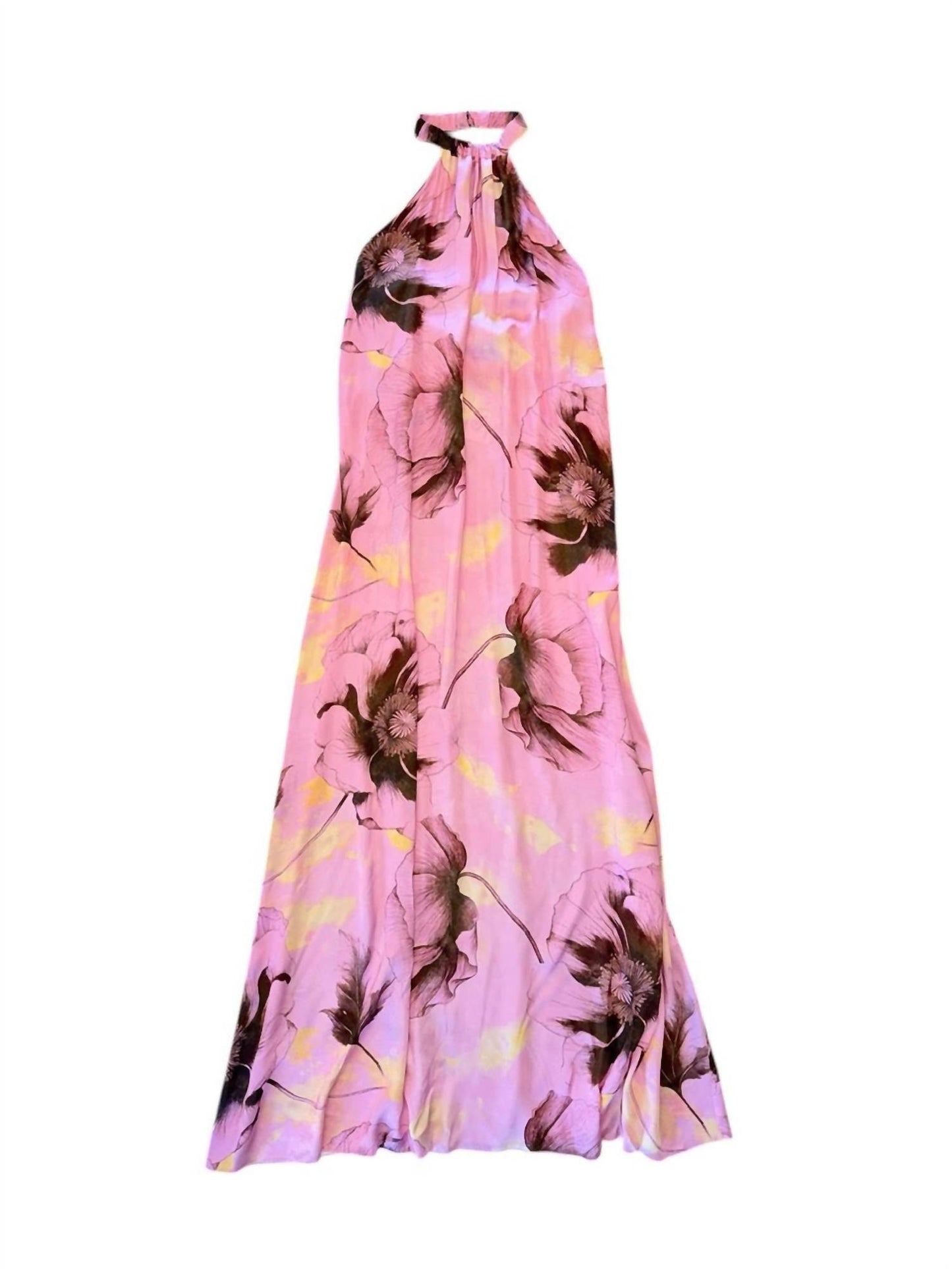 Women's Poppies Printed Halter Maxi Dress
