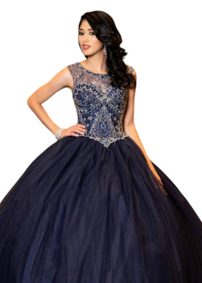 Beaded Tulle Prom Dress