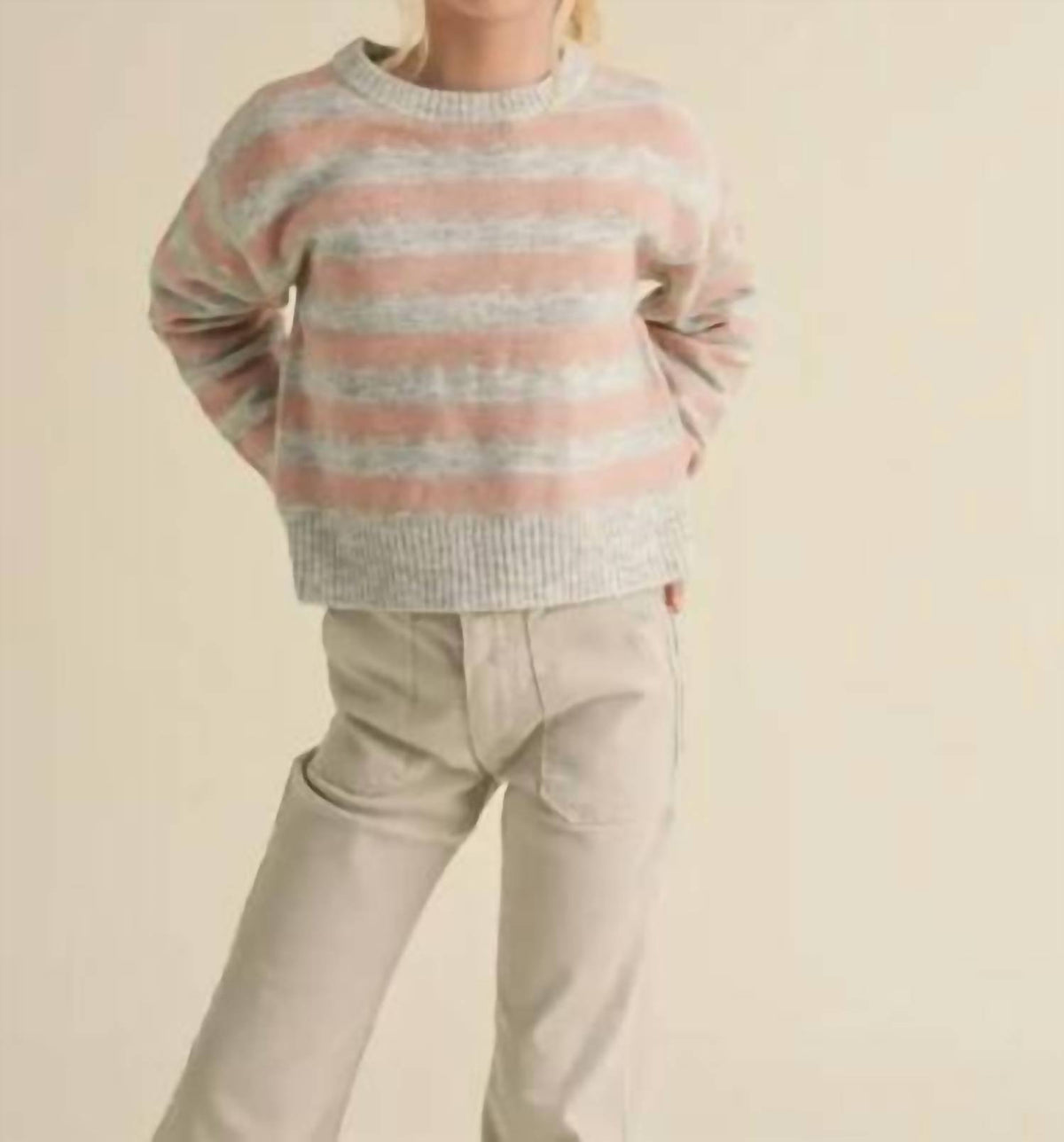 Girls Crewneck Stripe Sweater