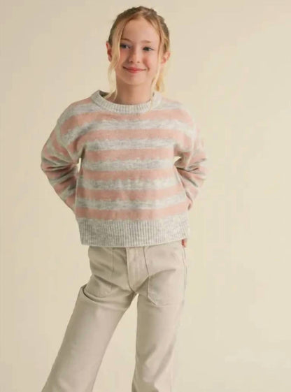 Girls Crewneck Stripe Sweater