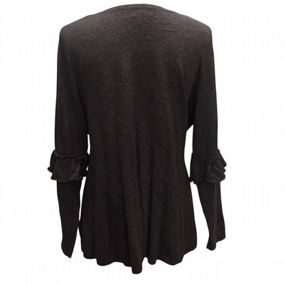 Women's Ruffled Elbow V-neck Sweater - Plus