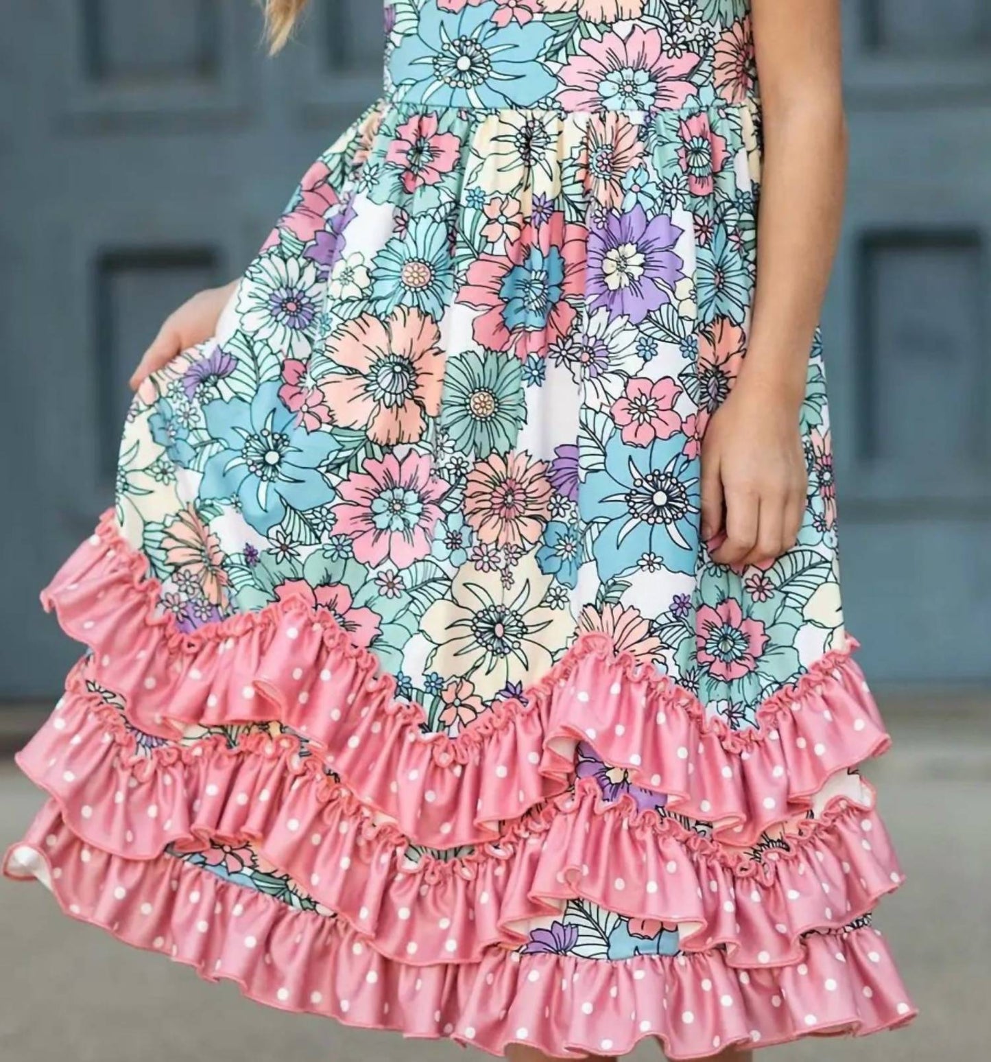 Girls Floral Ruffle Dress