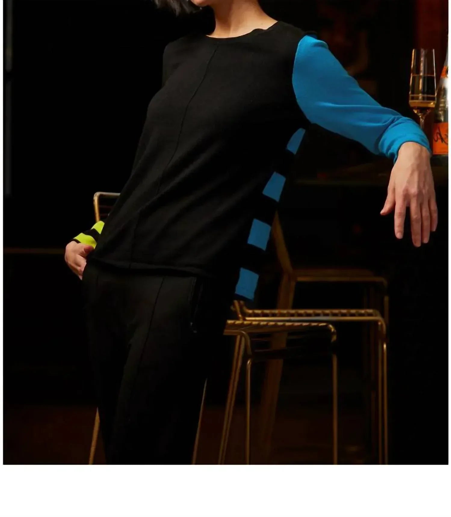 ELENA WANG - Colorblock Long Sleeve Sweater - Rack Hunt