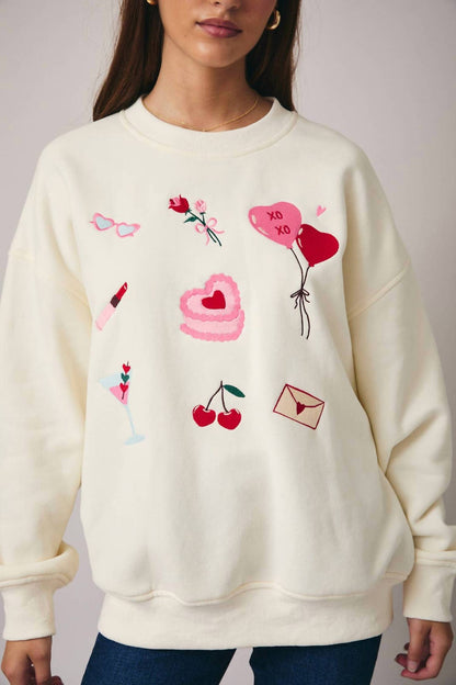 Graphic Embroidered Fleece Sweatshirt