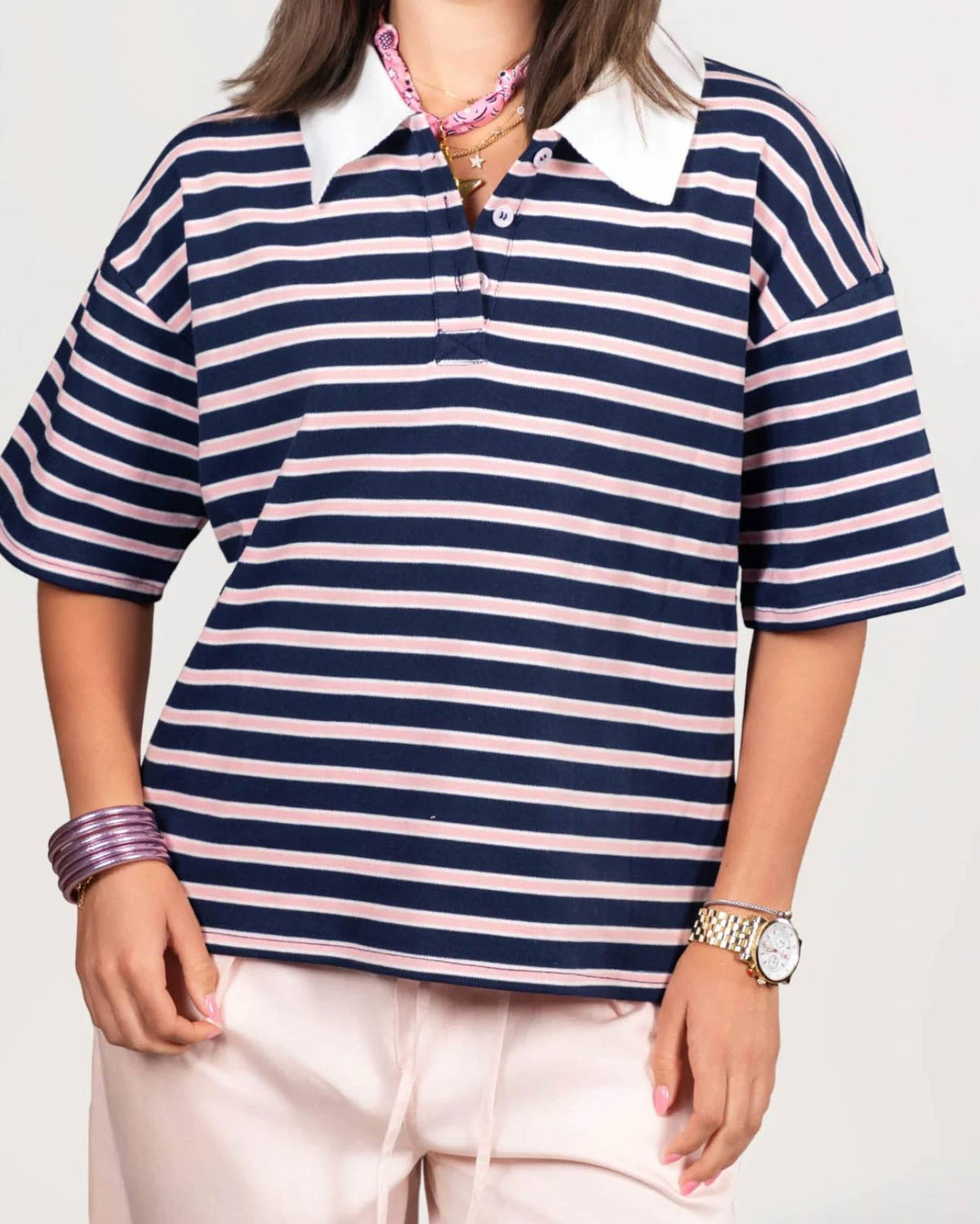 Preppy Stripe Polo Shirt