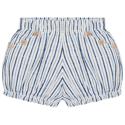 Girl's Onesie With Stripe Shorts Two Piece Set
