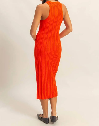 PinkBlush - Kassy Round Neckline Ribbed Knit Bodycon Midi Dress - Rack Hunt