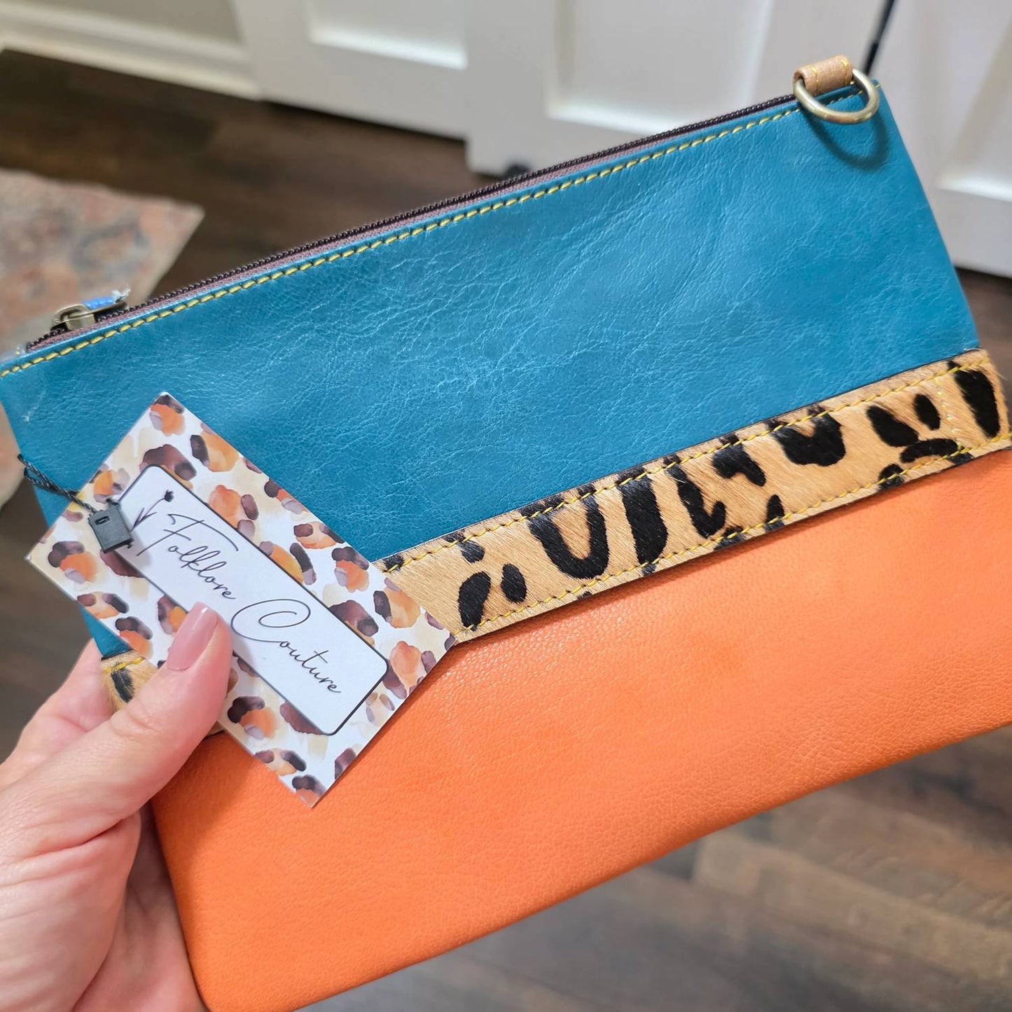 Women's Luca Leather And Hair On Hide Wristlet Clutch Crossbody Bag