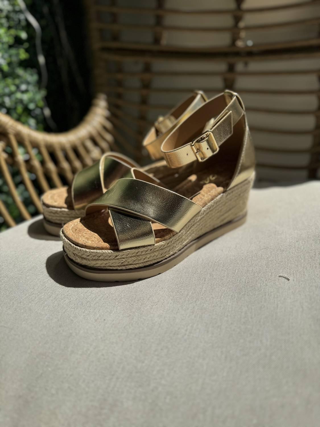 Shoe La La - Women's Cross Band Cork Wedge - Rack Hunt