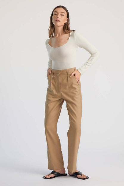 High Waisted Straight Leg Trousers