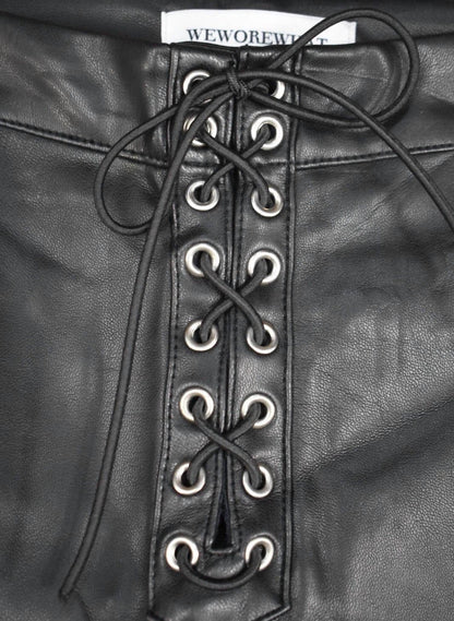 Women's Lace Up Vegan Leather Pants