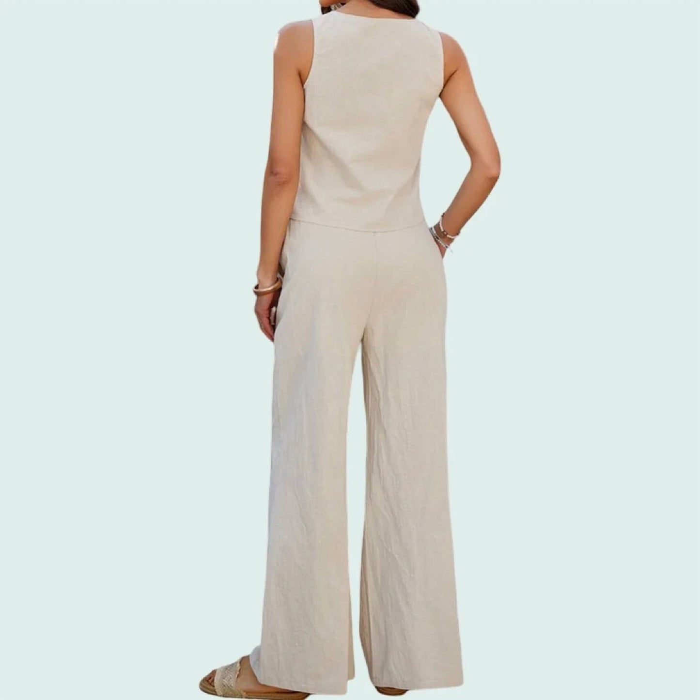 Tansy Tie-front Wide Leg Pant Set