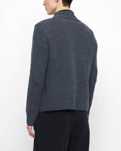 7115 by SZEKI - V-neck Pockets Trimmed Cardigan - Rack Hunt
