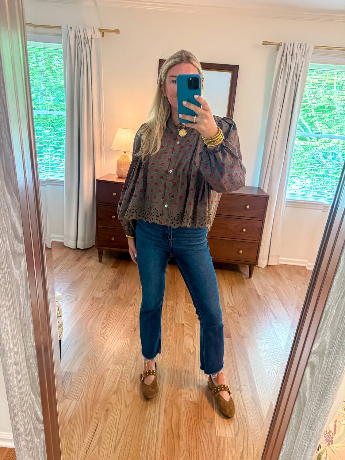 Women's Floral Long Sleeve Lace Top