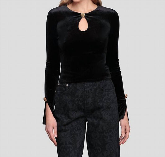 Rose Button Velvet Top