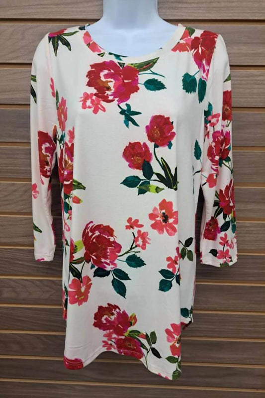 Moa Moa - Women's Floral 3/4 Sleeve Top - Rack Hunt