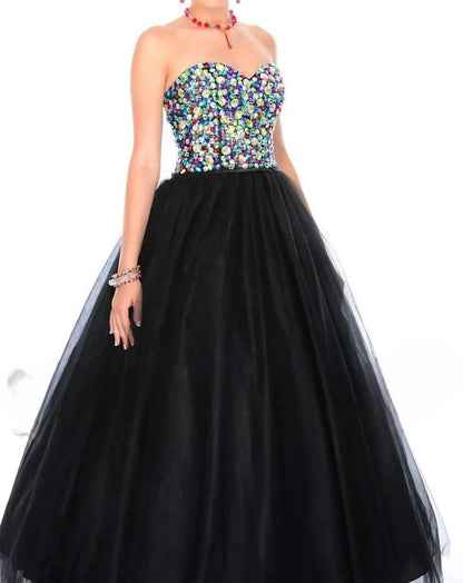 Precious Formals - High-contrast Beadwork Sparkling Ballgown - Rack Hunt