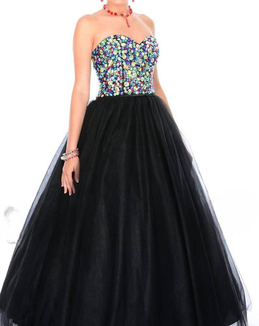 Precious Formals - High-contrast Beadwork Sparkling Ballgown - Rack Hunt